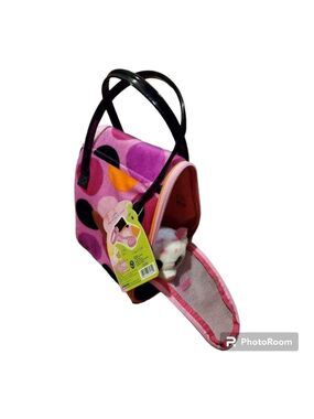 NWT Pucci Pups Polka Dots Plush Bag with TY Dog Velvety